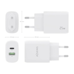 Aisens A110-0758 Carregador 25W PD3.0 QC3.0 1xUSB-C 1xUSB-A Branco