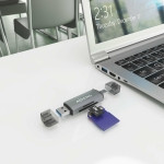 Aisens SD, Micro SD, MMC, RS-MMC, MMC Micro, USB-A and USB-C Card Reader, Gray