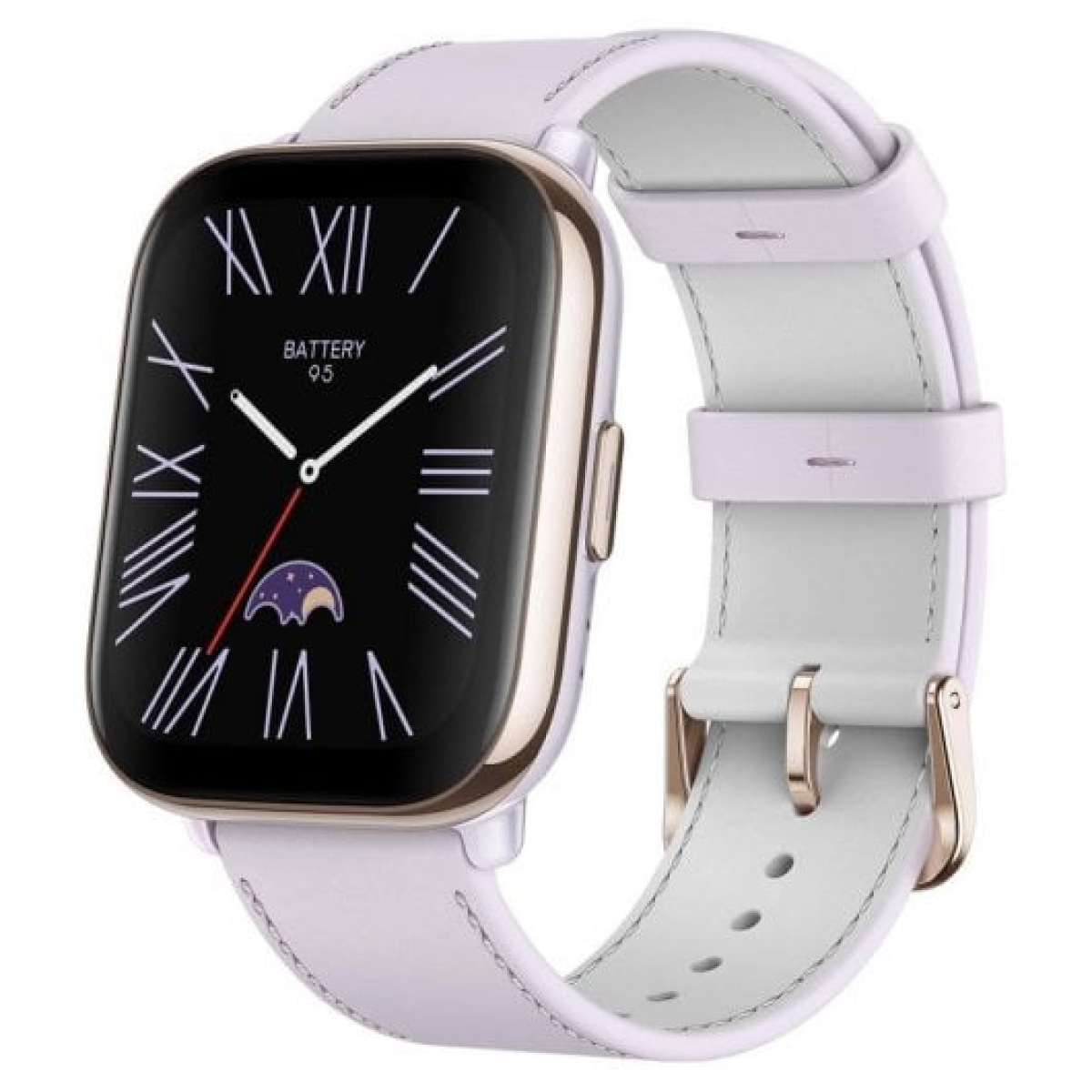 Amazfit Active AMOLED Smartwatch com Bracelete de Couro Vegano Púrpura Lavanda