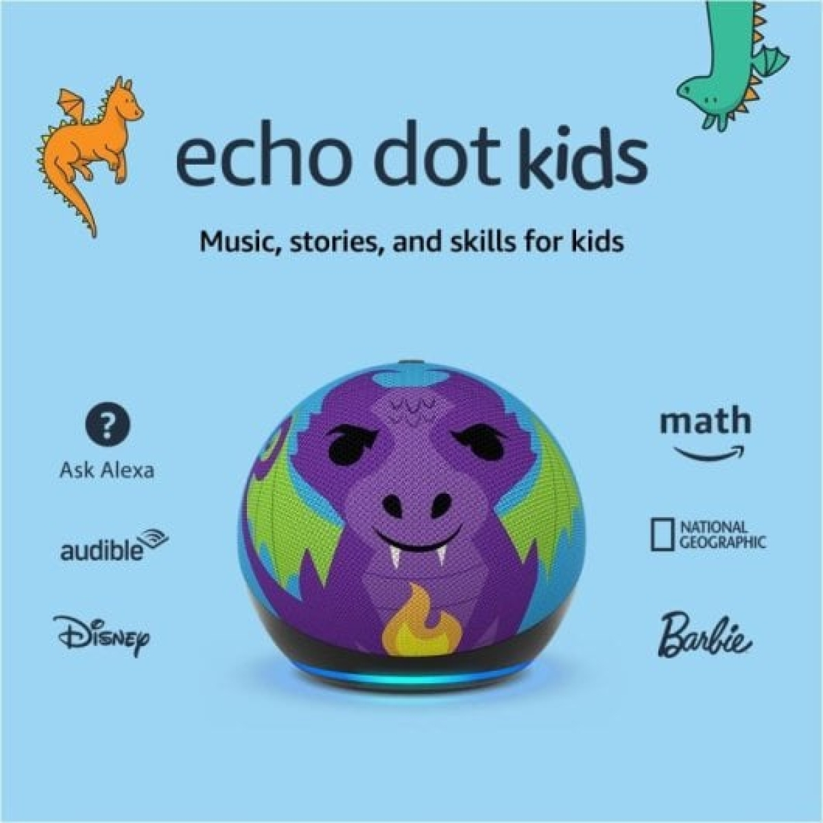 Amazon Echo Dot Kids (5.ª Geração 2022) Assistente Virtual com Controlo Parental Dragon