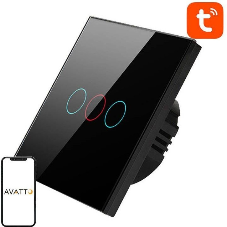 Avatto Smart Light Switch WiFi TS02-EU-B3 3 Way TUYA (black)