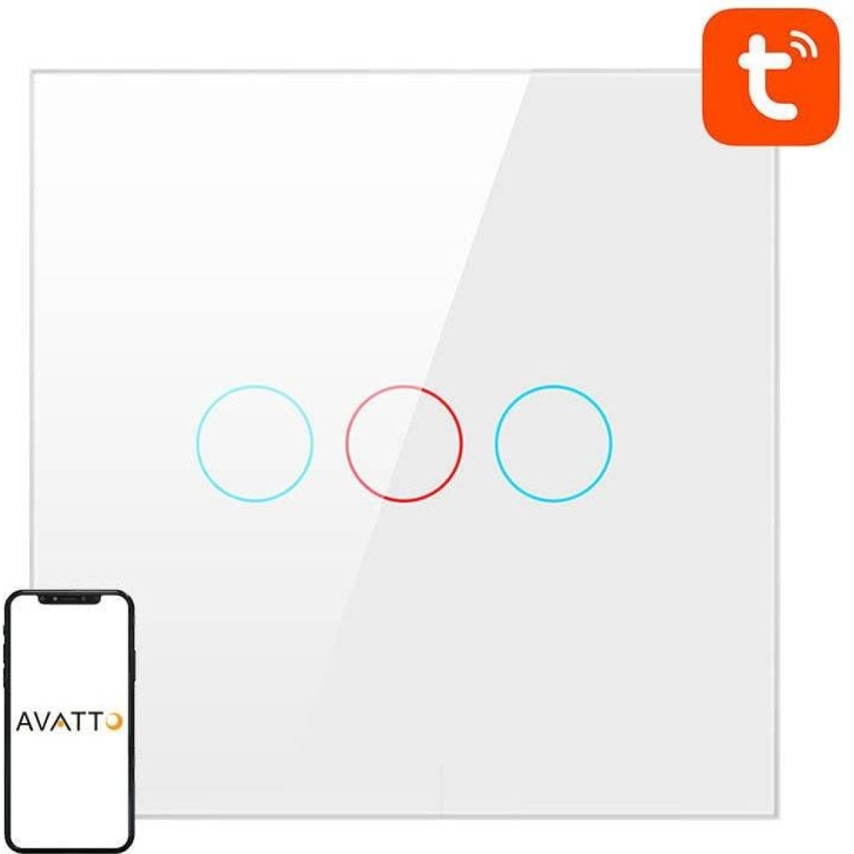 Avatto Smart Light Switch WiFi TS02-EU-W3 3 Way TUYA (white)
