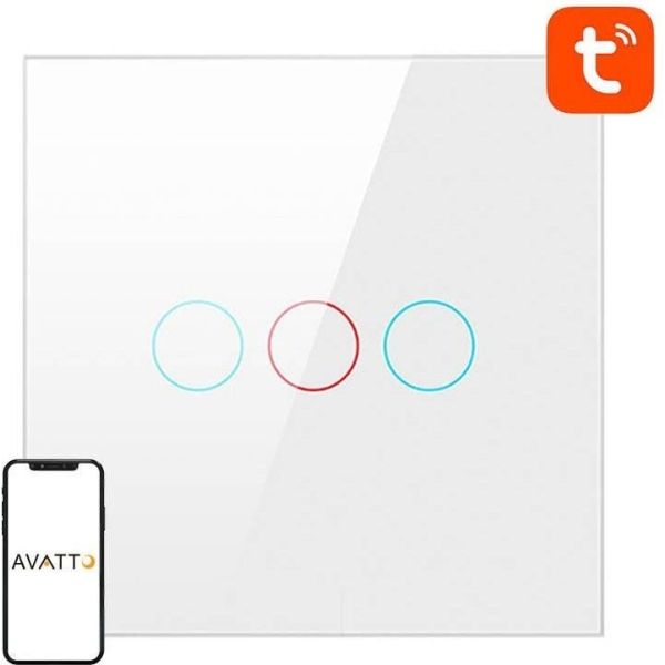 Avatto Smart Light Switch ZigBee LZTS02-EU-W3 3 Way No Neutral TUYA (white)
