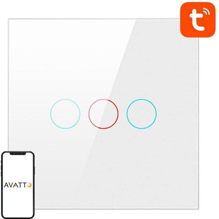 Avatto Smart Light Switch ZigBee LZTS02-EU-W3 3 Way No Neutral TUYA (white)