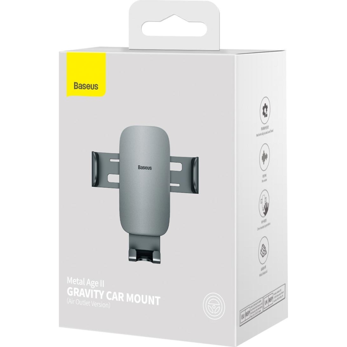 Baseus Metal Age II Gravitational Car Holder on ventilation grid (gray)