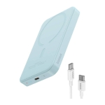 Baseus Power Bank Mini 5000mAh Azul compatível com MagSafe - Carregamento rápido de 20W e cabo C incluído