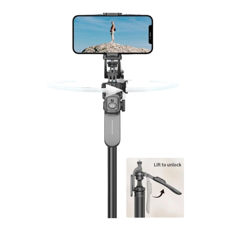 Bastão de selfie C05 com tripé extensível até 2,05 metros para smartphones e câmaras com controlo remoto