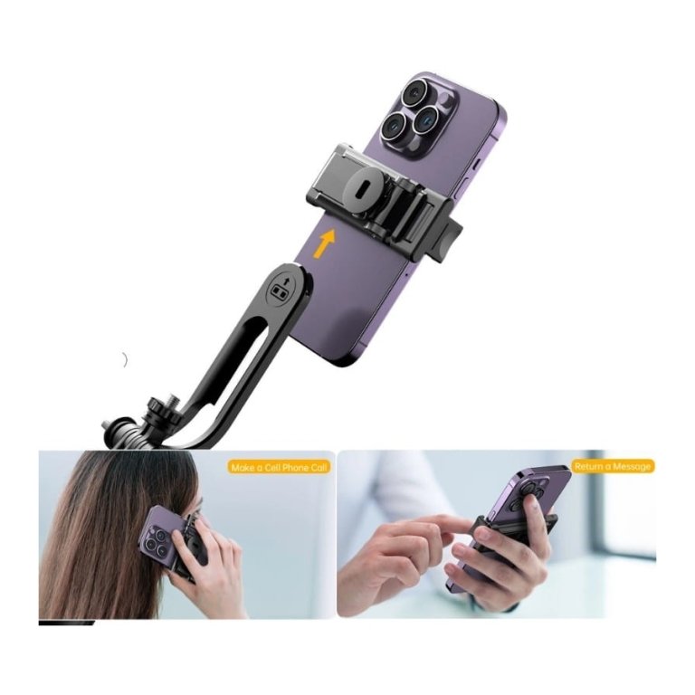 Bastão de selfie C13D com Led, Tripé extensível de 1,35 m para telemóveis e câmaras - com controlo sem fios Preto