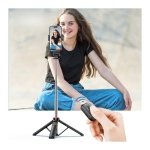 Bastão de selfie C13D com Led, Tripé extensível de 1,35 m para telemóveis e câmaras - com controlo sem fios Preto