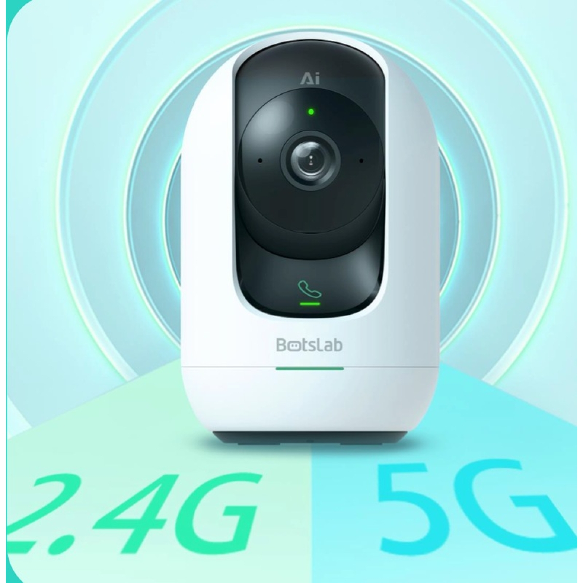 Botslab Indoor Camera 2 Pro, 2.4GHz /5GHz Wi-Fi, Multi-scenes AI recognition, One-Touch Calls, 360°