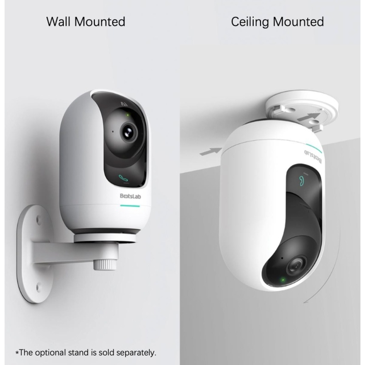 Botslab Indoor Camera 2 Pro, 2.4GHz /5GHz Wi-Fi, Multi-scenes AI recognition, One-Touch Calls, 360°