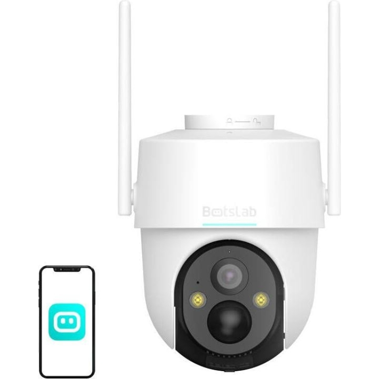 Botslab PT Battery Wi-Fi Camera, 5200mAh Rechargeable Battery, AI Human Detection, IP65 Weatherproof