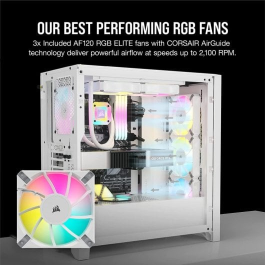 Caixa PC Corsair iCUE 4000D RGB AIRFLOW Vidro Temperado USB 3.2 Branca