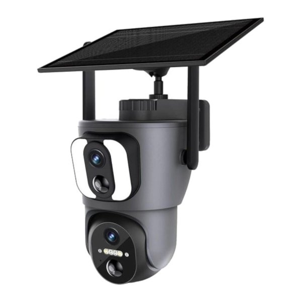 Câmera Escam QF390 1080p Lente Dupla WiFi Painel Solar Preto - Câmera de Segurança