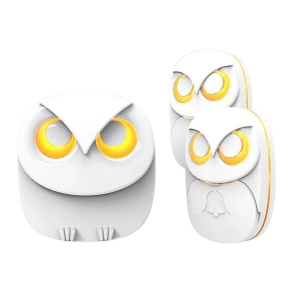 Campainha sem fio HB-808 Owls Branco 2 Transmissores