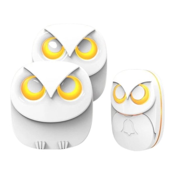 Campainha sem fios HB-808 Owls Branco 2 Receptores