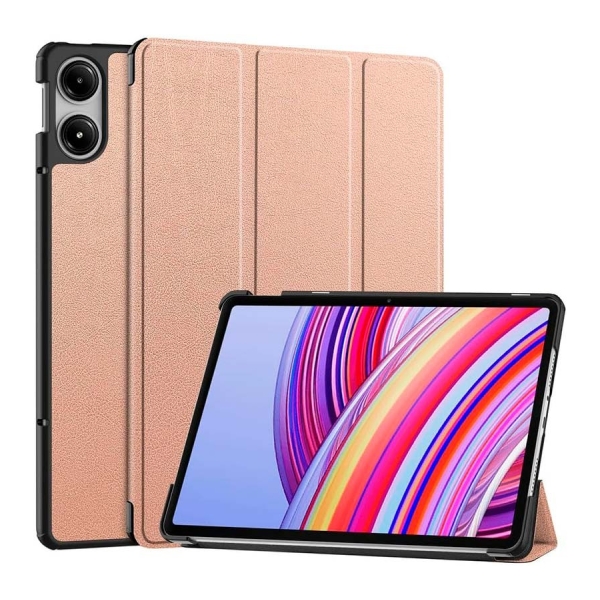 Capa Inteligente Xiaomi Redmi Pad Pro / Poco Pad 12.1 com Suporte Dourado Rosa