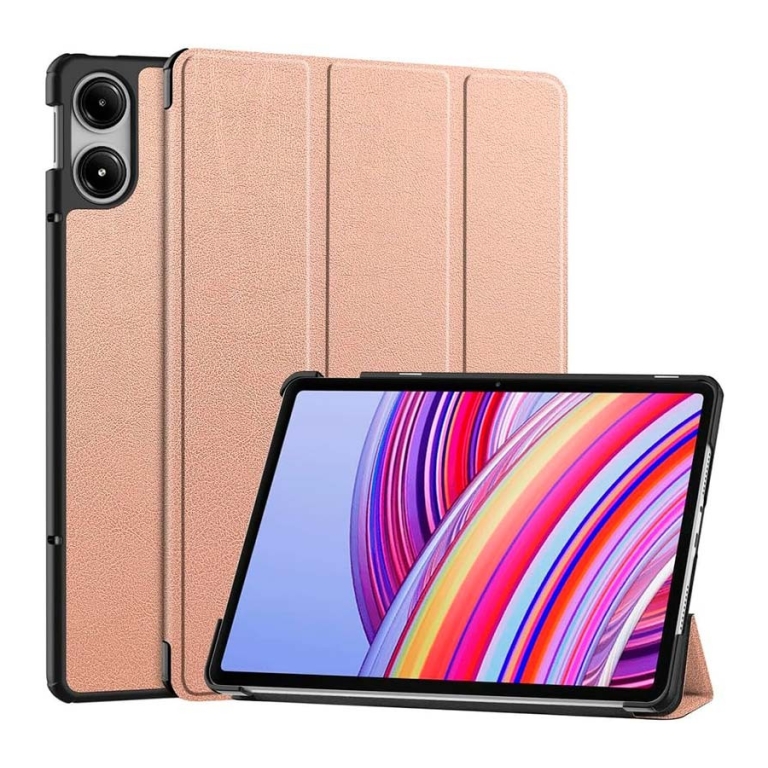Capa Inteligente Xiaomi Redmi Pad Pro / Poco Pad 12.1 com Suporte Dourado Rosa