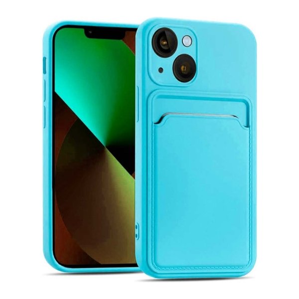 Capa de silicone Apple iPhone 13 Azul Claro com Carteira