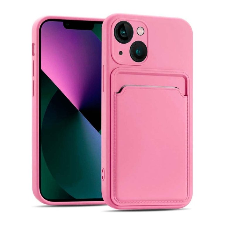Capa de silicone Apple iPhone 13 Rosa com Carteira