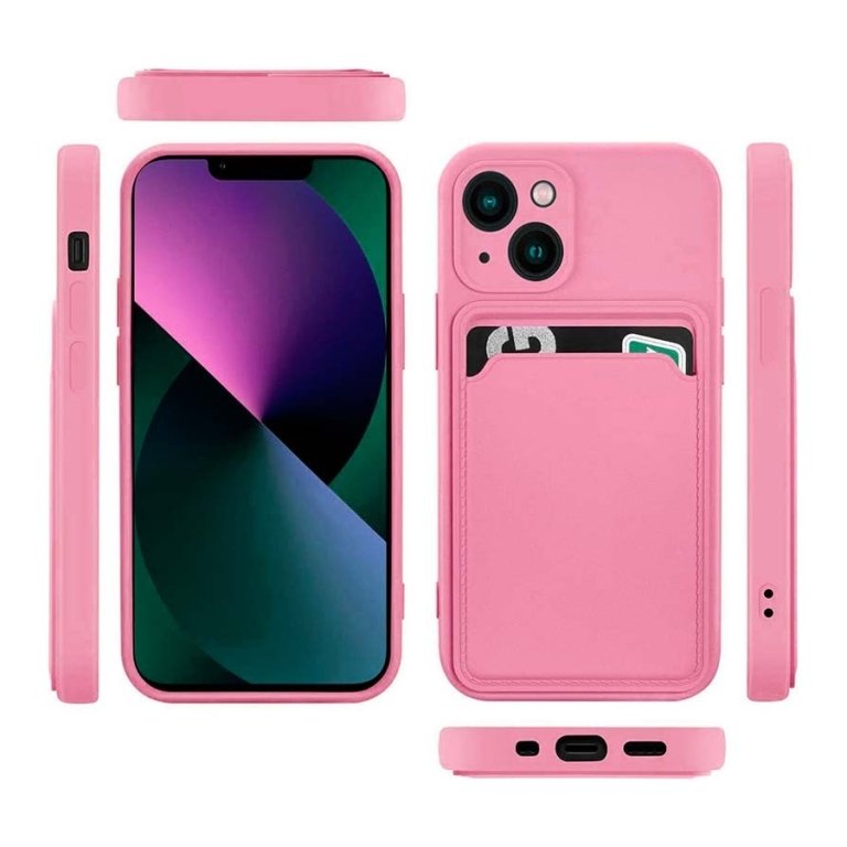 Capa de silicone Apple iPhone 13 Rosa com Carteira