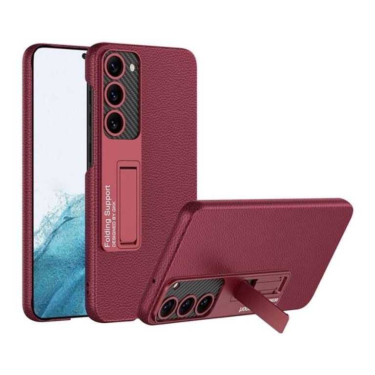 Capa em pele sintética Samsung Galaxy S23 com Suporte Borgonha