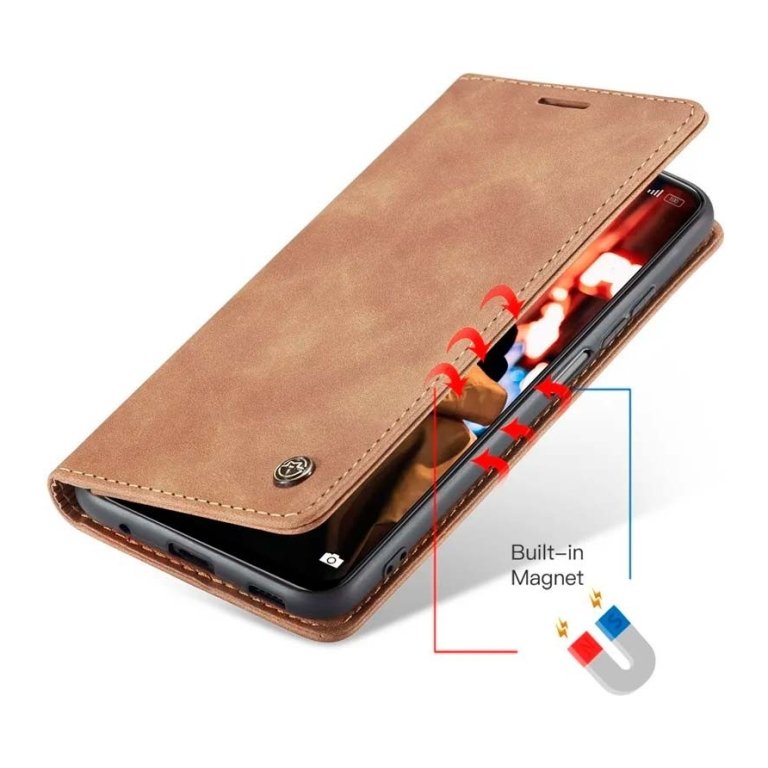 Capa livro Magnetic Wallet Xiaomi Redmi Note 13 Pro+ 5G Castanho Oscuro