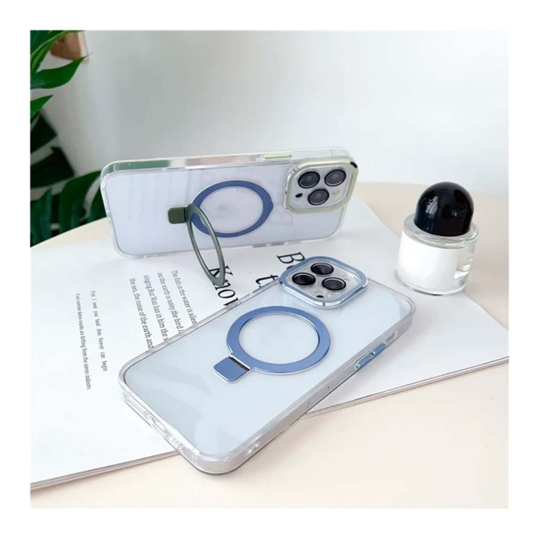 Capa para iPhone 15 Plus Compatível com Magsafe e Suporte Roxo