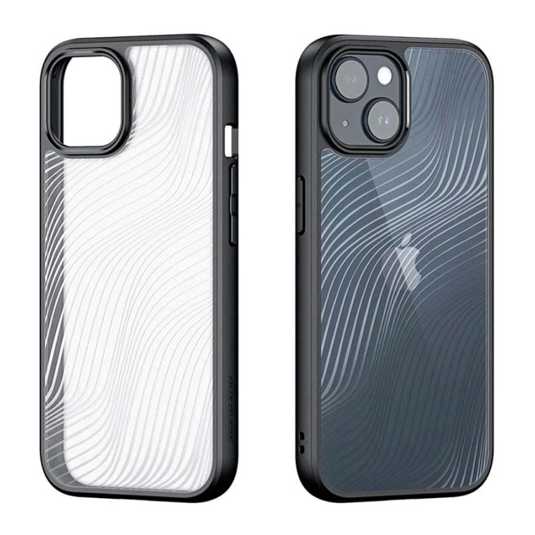 Capa rígida Anti-Scratch Shell iPhone 15 Plus Preto+Transparente