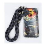 Cordão Para Telemóvel Preto e Branco - Universal com Cartão para todas as capas