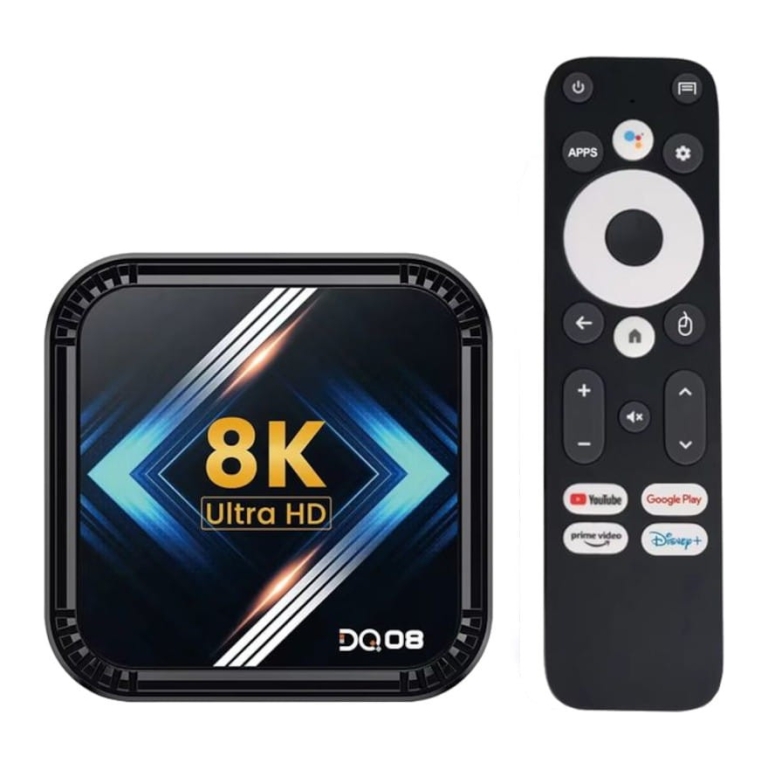 DQ08 8K RK3528 4GB/32GB Dual Wifi Controlo de Voz Android 13 Preto - Android TV
