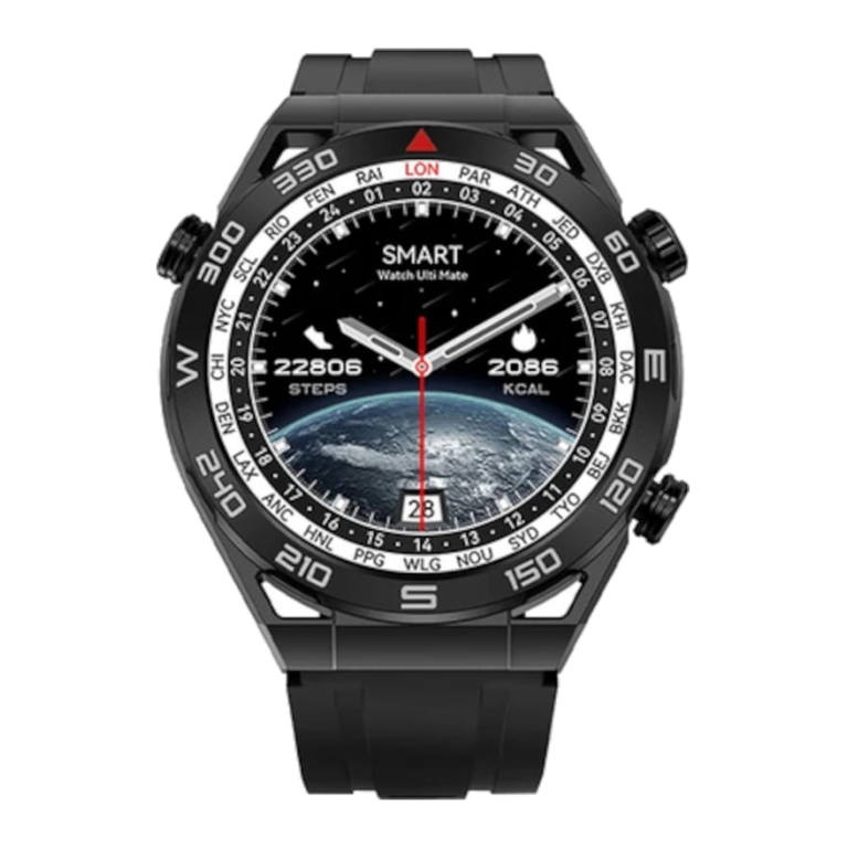 DT NO.1 Ultra Mate Preto com Bracelete Metálica Preta - Smartwatch