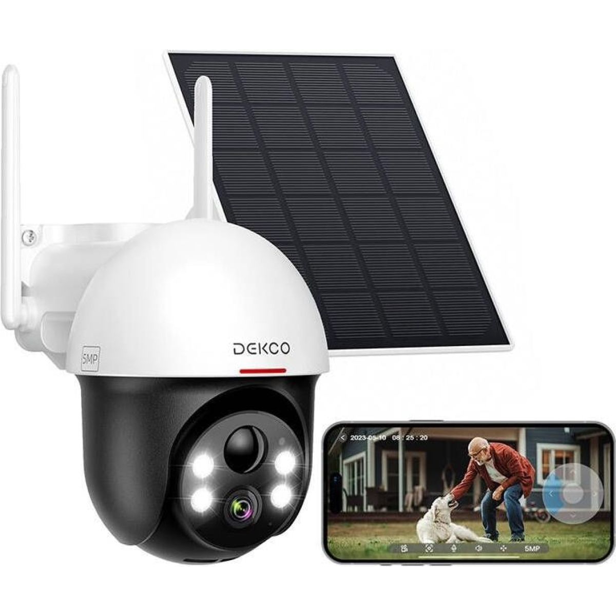 Dekco IP Outdoor camera with solar panel DC9L