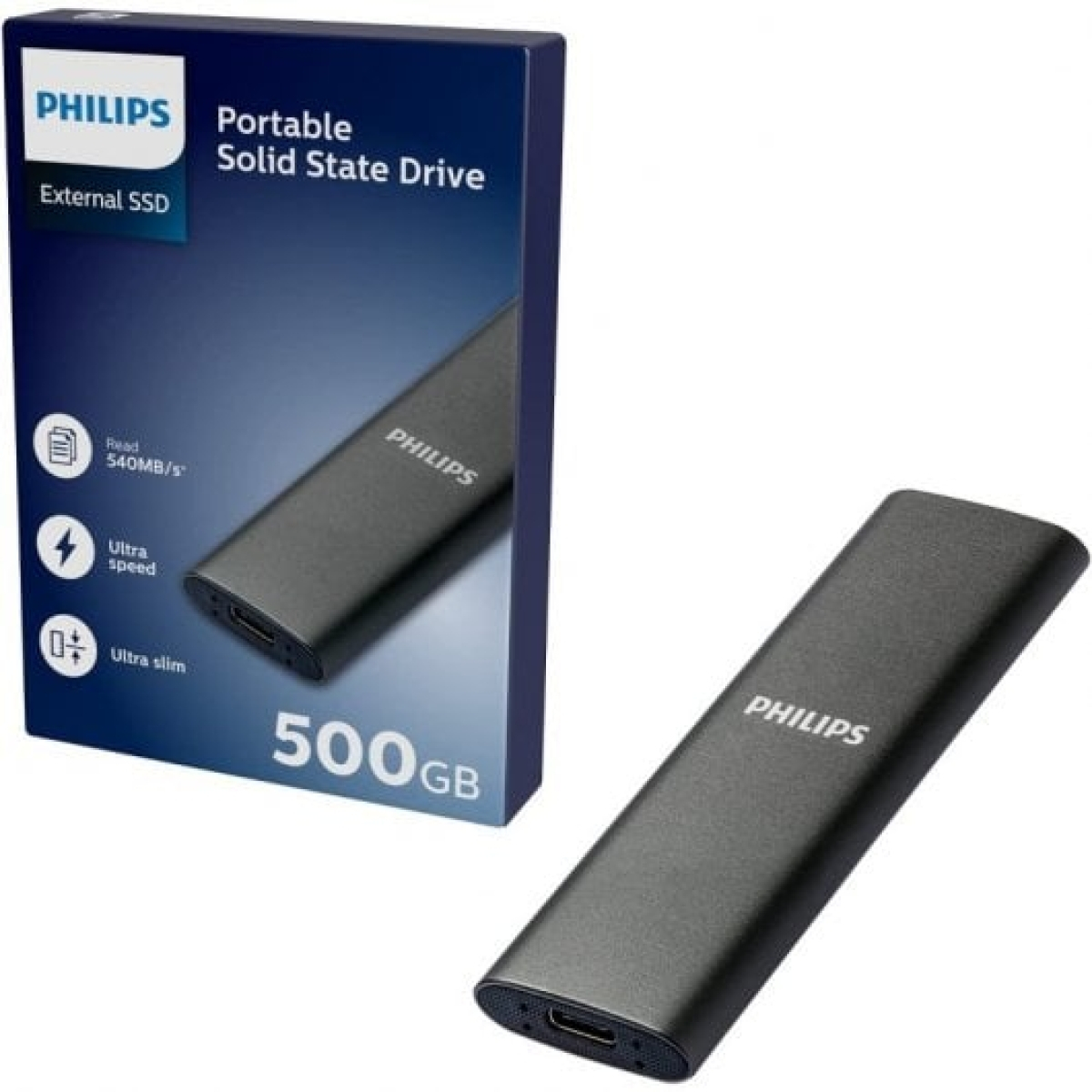 Disco Rígido Philips FM50SS030P SSD Externo 500GB USB-C Cinzento Alumínio