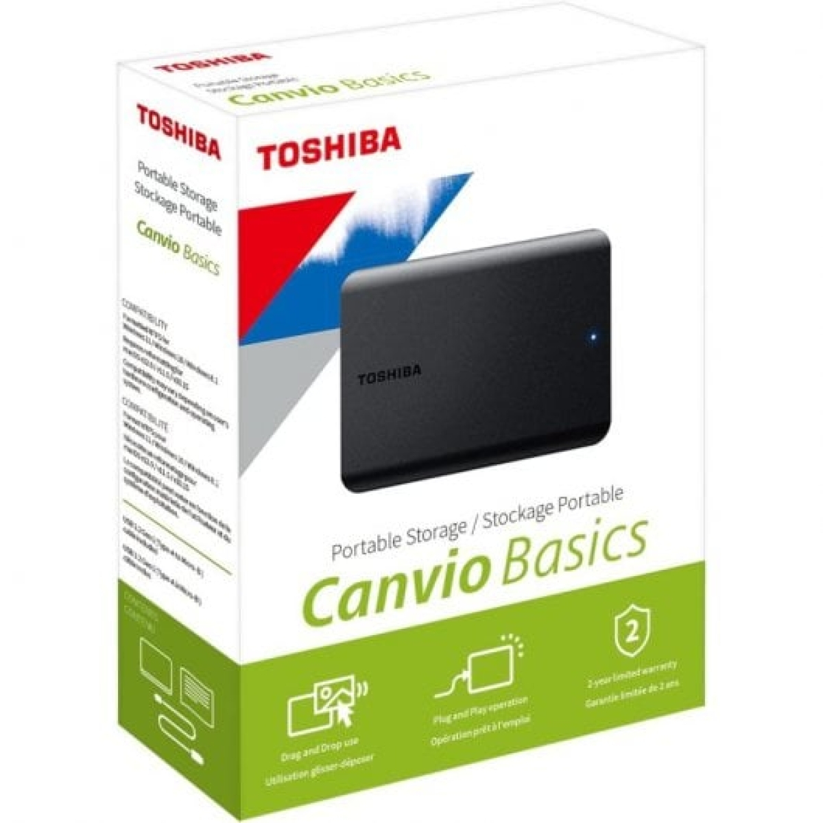 Disco Rígido Toshiba Canvio Basics 2022 2.5" 1TB USB 3.2 Preto