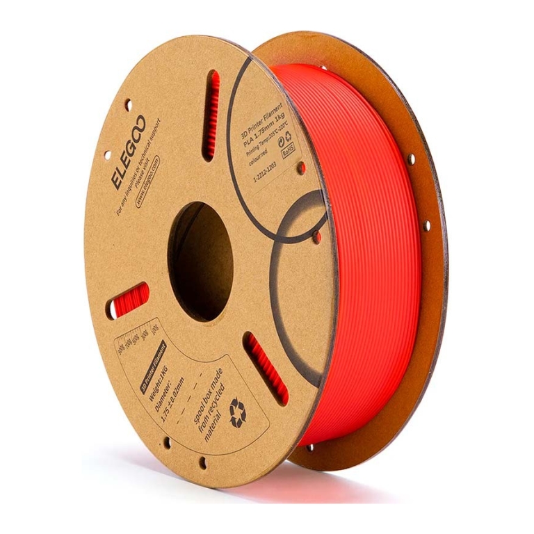 ELEGOO PLA Vermelho para Impressoras 3D FDM - Filamento 1.75mm Bobina de 1kg