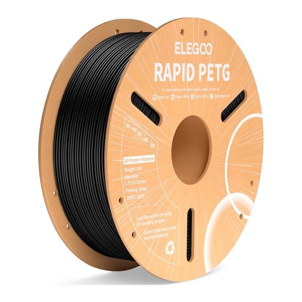 ELEGOO Rapid PETG Preto para Impressoras 3D FDM - Filamento 1.75mm Bobina de 1kg