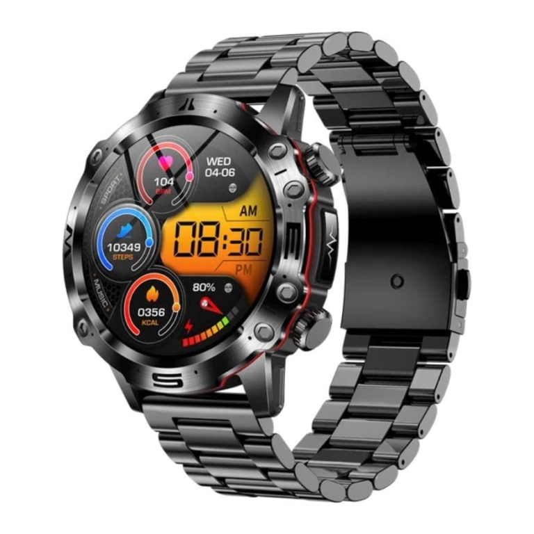 ET580 Preto Pulseira Metálica - Relógio Inteligente