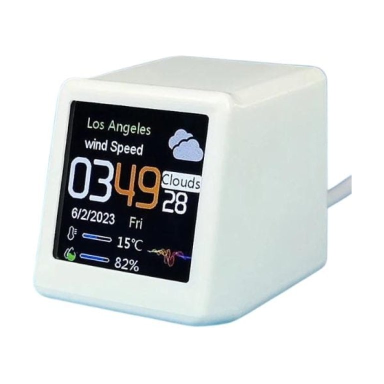 Estação meteorológica inteligente portátil com Wifi e despertador Branco