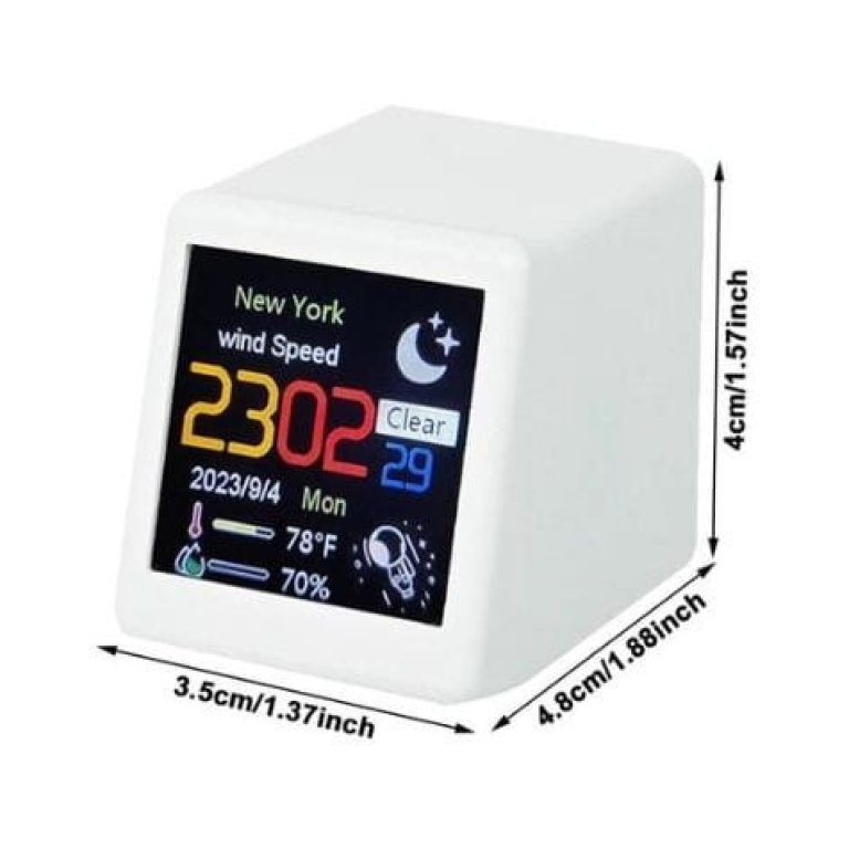 Estação meteorológica inteligente portátil com Wifi e despertador Branco