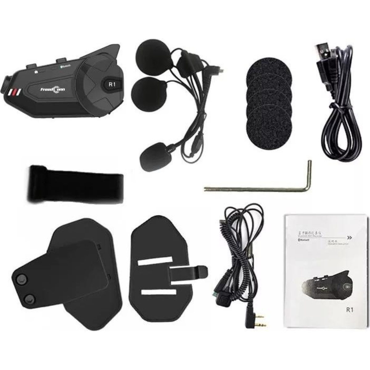 FreedConn R1 PLUS E motorbike intercom Black