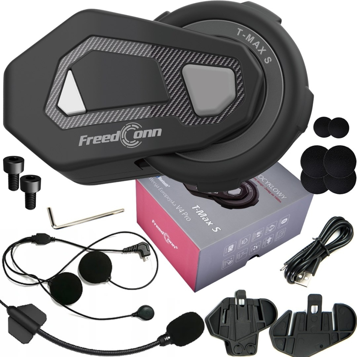 FreedConn T-MAX S V4 PRO SINGLE motorbike intercom Black