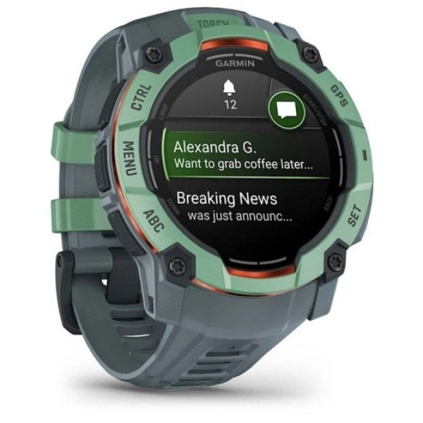 Garmin Instinct 3 50mm AMOLED Smartwatch Deportivo GPS 10ATM Verde com Bracelete Cinzento