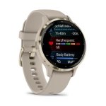 Garmin Venu 3S Reloj Smartwatch 41mm Bisel Aço Inoxidável Dourado com Bracelete de Silicone Bege Gold