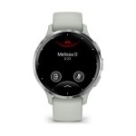 Garmin Venu 3S Reloj Smartwatch 41mm Bisel Aço Inoxidável Prateado com Bracelete de Silicone Verde