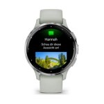 Garmin Venu 3S Reloj Smartwatch 41mm Bisel Aço Inoxidável Prateado com Bracelete de Silicone Verde