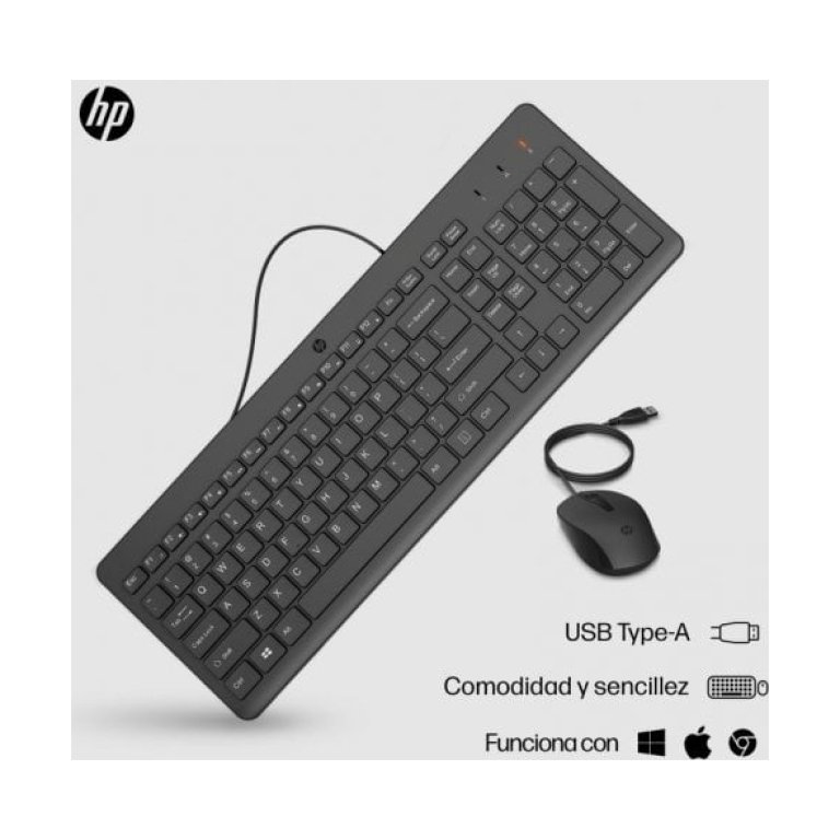 HP 150 Combo Teclado Rato 1600 DPI USB Pretos