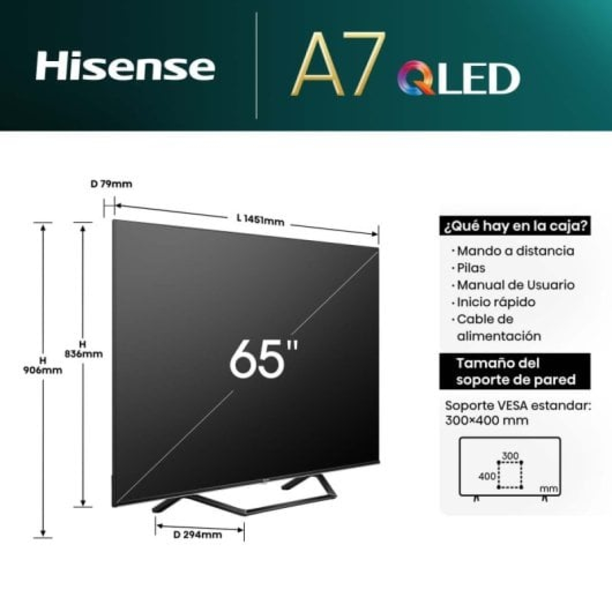 Hisense 65A7NQ 65" QLED UltraHD 4K Dolby Vision VIDAA Smart TV