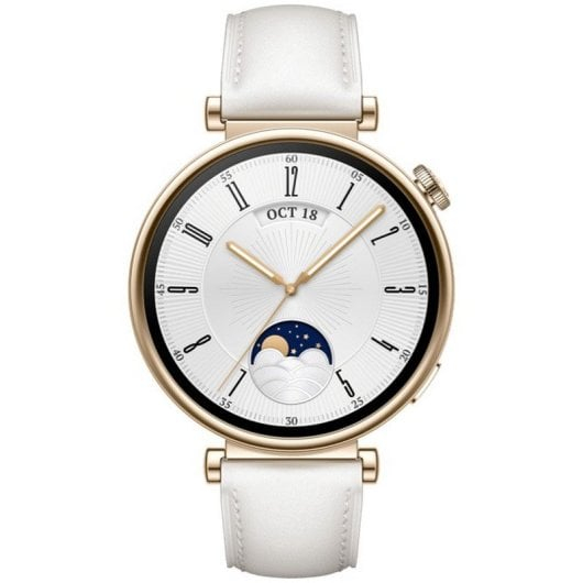 Huawei WATCH GT 4 AMOLED 41mm Smartwatch Dourado com Bracelete de Couro Branca