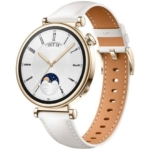 Huawei WATCH GT 4 AMOLED 41mm Smartwatch Dourado com Bracelete de Couro Branca